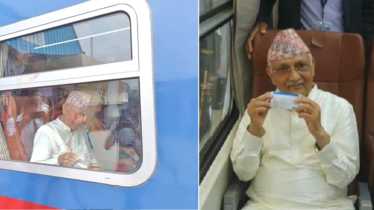 जनकपुरमा ओलीले चढे रेल